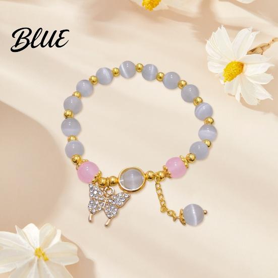 Birthday Gift Bracelet Women with Elastic Cord Butterfly Pendant Tassel