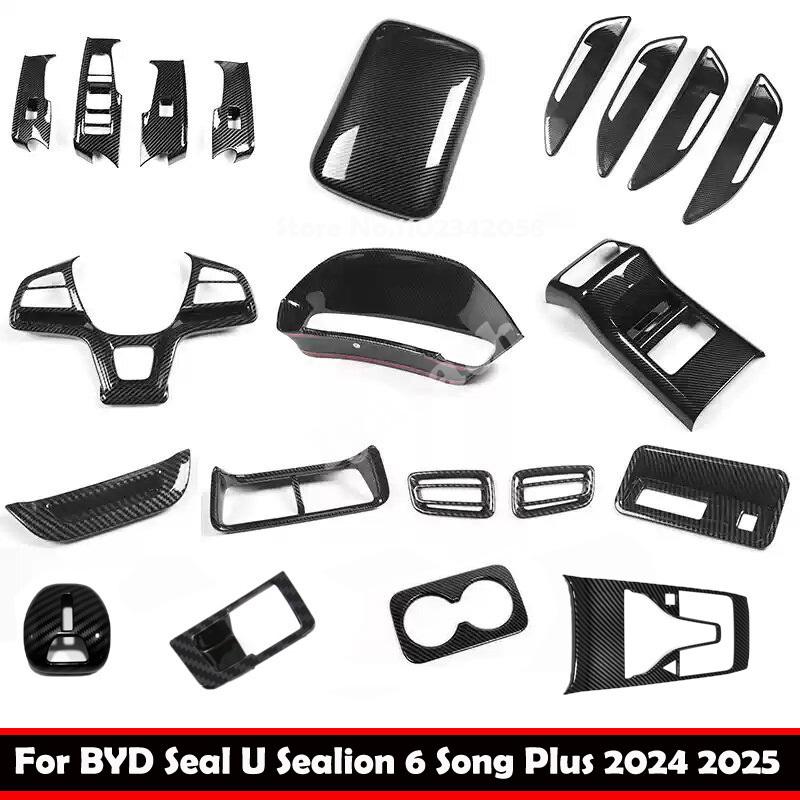 LHD Для BYD Seal U Sealion 6 Song Plus 2024 2025 ABS Карбоновое волокно Аксессуары для интерьера переключатель стеклоподъемника крышка панели переключения передач