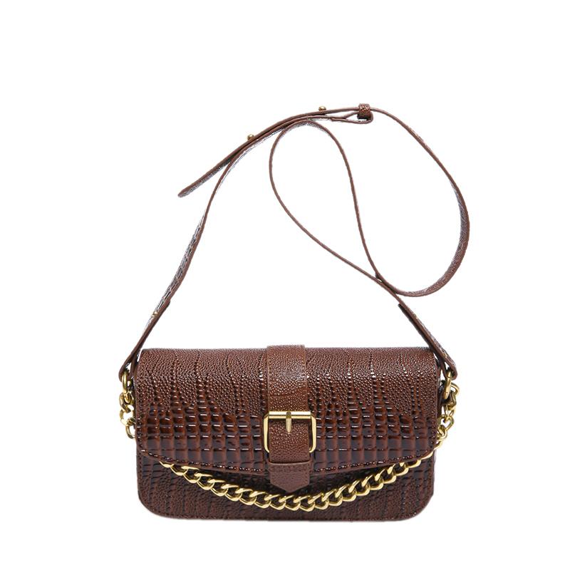 PU Square Shoulder and Crossbody Bags for Women Crocodile Sense of Luxury Armpit Bags Solid Chains Classic Fashion