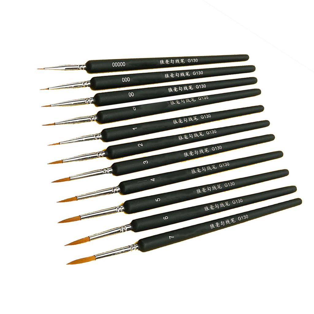 Набор кистей для детализации 11 шт. Эргономичная ручка Мягкий ворс ласки Хорошая адсорбируемость Кисть для детализации для рисования линий Темная