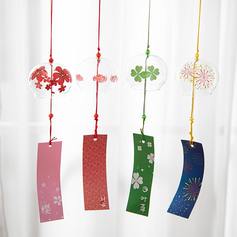 Japanese Wind Chime Handmade Sakura Wind Chimes Garden Decoration Outdoor Glass Furin Wall Hanging Home Decor Small Wind Bells