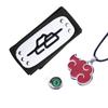 3Pcs/Sset Naruto Akatsuki Itachi Payne Red Cloud Necklace Ring Rebellion Ninja Guard Forehead Kids Gift