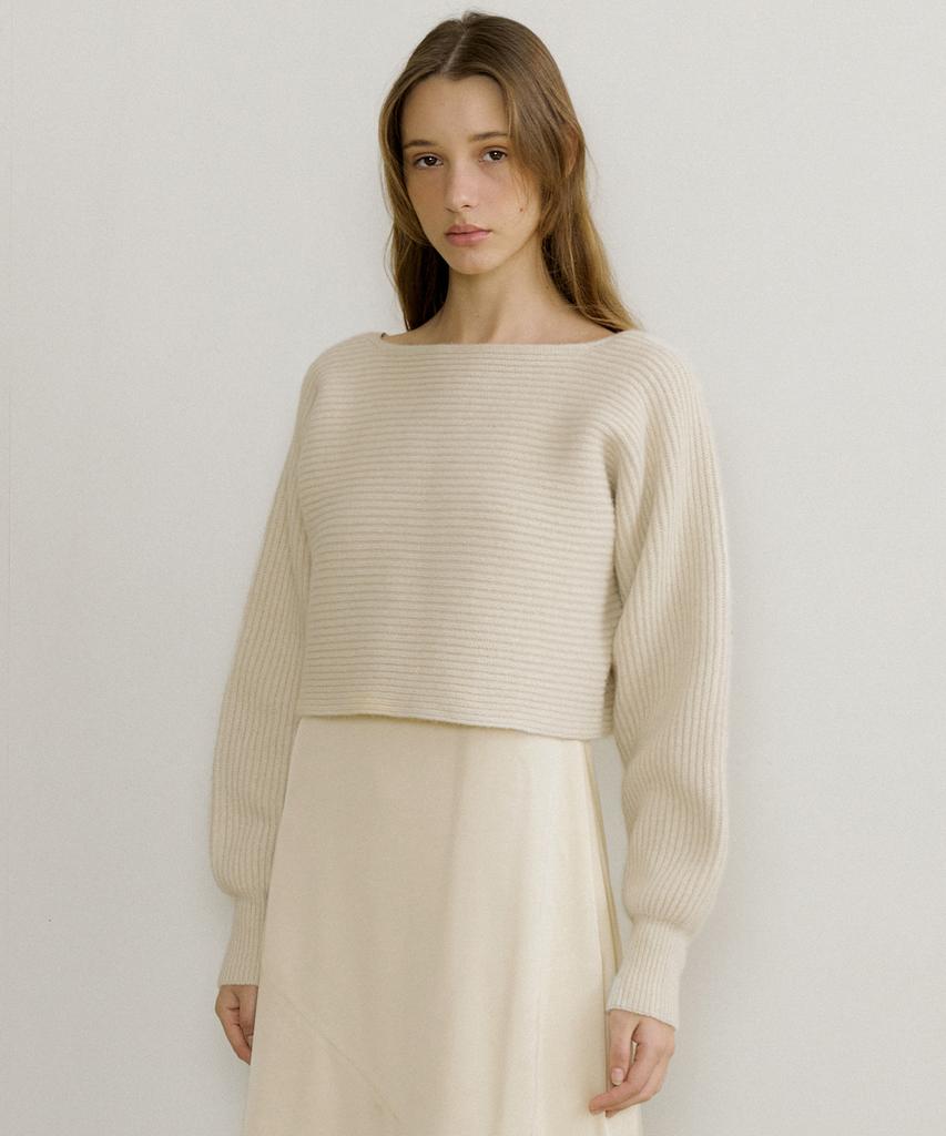 OCTETTE Raccoon Boat Neck Pullover Knit_3Color