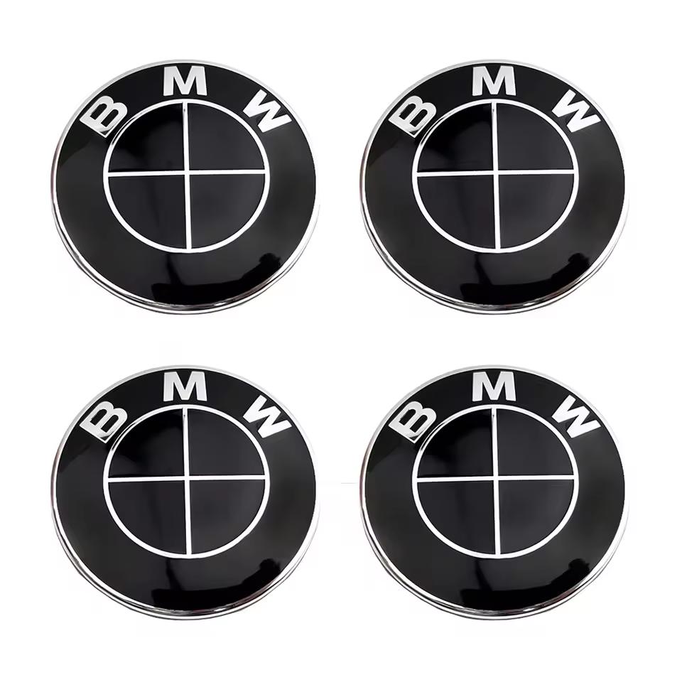 7Pc Front Hood Logo 82mm Rear Badge 74mm Hub Cap 56/68mm Steering Wheel Sticker 45mm For BMW E34 E36 E46 E61 F90 E91 F10 E92 F07 CUP1