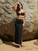 2026 Весна/Лето Модный Комплект из Трех Предметов Женский Черный Топ Бикини Макси-юбка с Высоким Разрезом Комплект Купальник из Двух Частей Накидка Элегантная Пляжная Одежда Отпуск K305