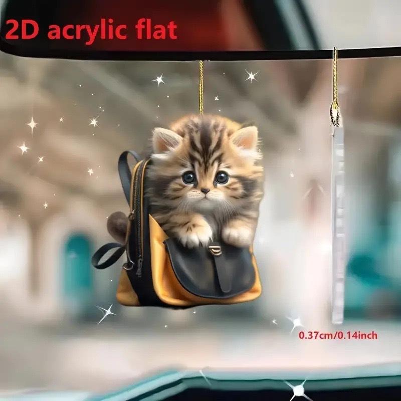 Car Rearview Mirror 3d Cat Hanging Pendant Animal Shape Ornaments Backpack Accessories Cretive Adorns Decorative Decor for Car