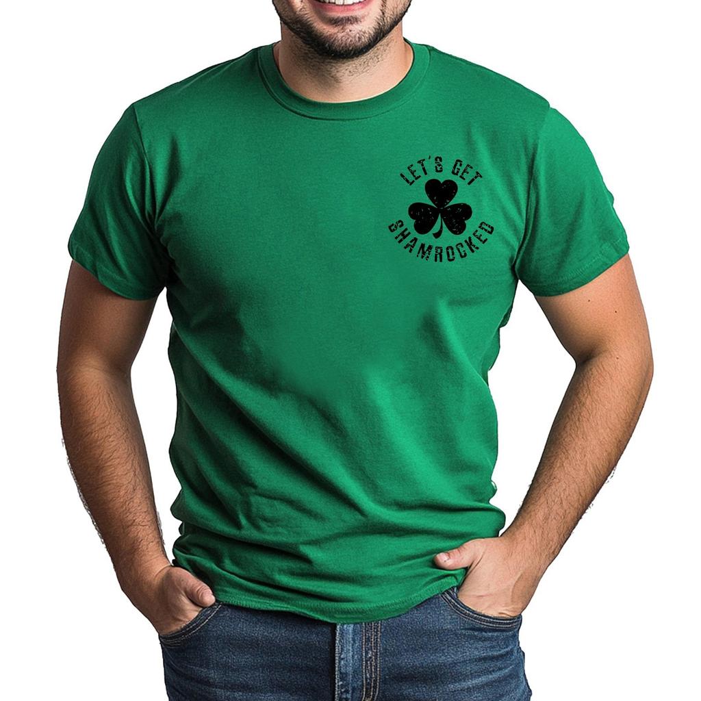 St. Patrick's Adult Green Crew-neck Short-sleeved Printed Green Three-leaf T-shirt