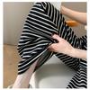 Широкие брюки в черно-белую полоску для женщин, весна-лето, прямые свободные повседневные брюки, универсальные брюки с принтом зебры