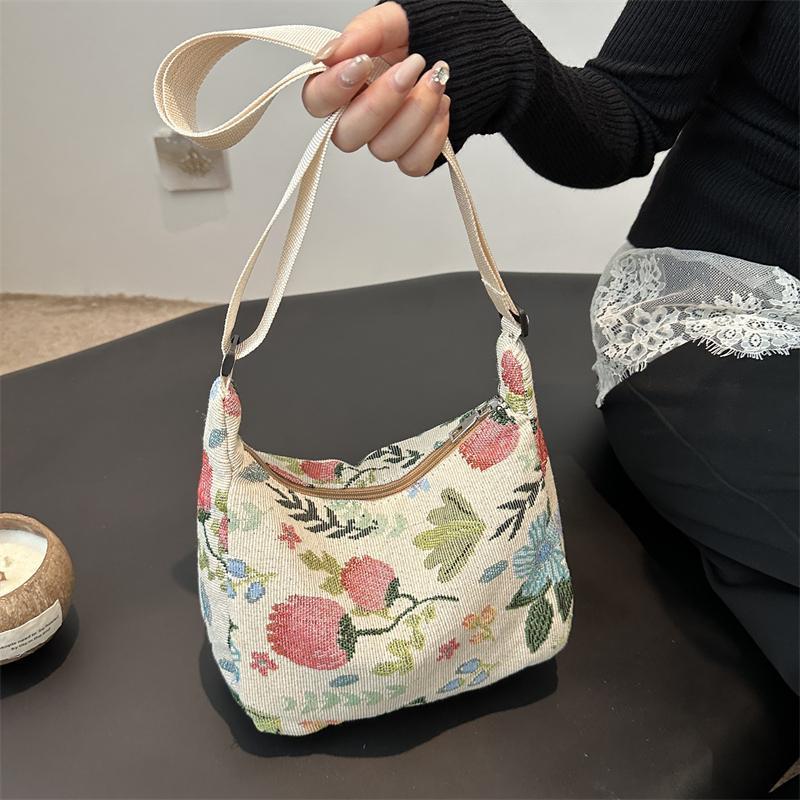 Women's Handbag Casual Color Cotton Linen Women's Personality Fashion Canvas Embroidery Shoulder