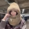 Plush Hat Scarf Integrated Mask for Women In Autumn and Winter Warm Ear Protection Riding Windproof Cold Plus Velvet Thickened Hat