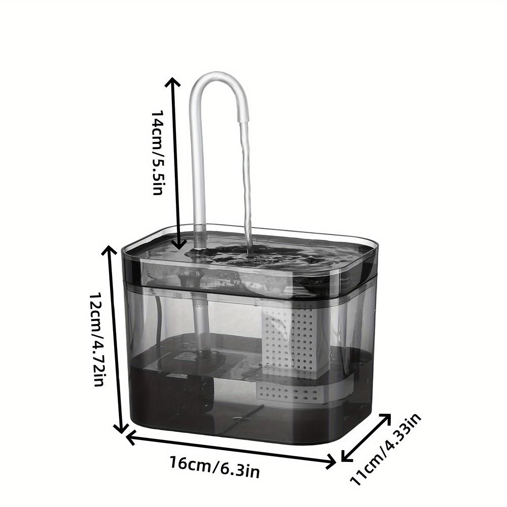 Фонтан для воды для кошек, 1,5 л, прозрачный, черный, автоматический, USB, электрический, бесшумный, диспенсер для питья для домашних животных, рециркуляционная фильтрация для кошек