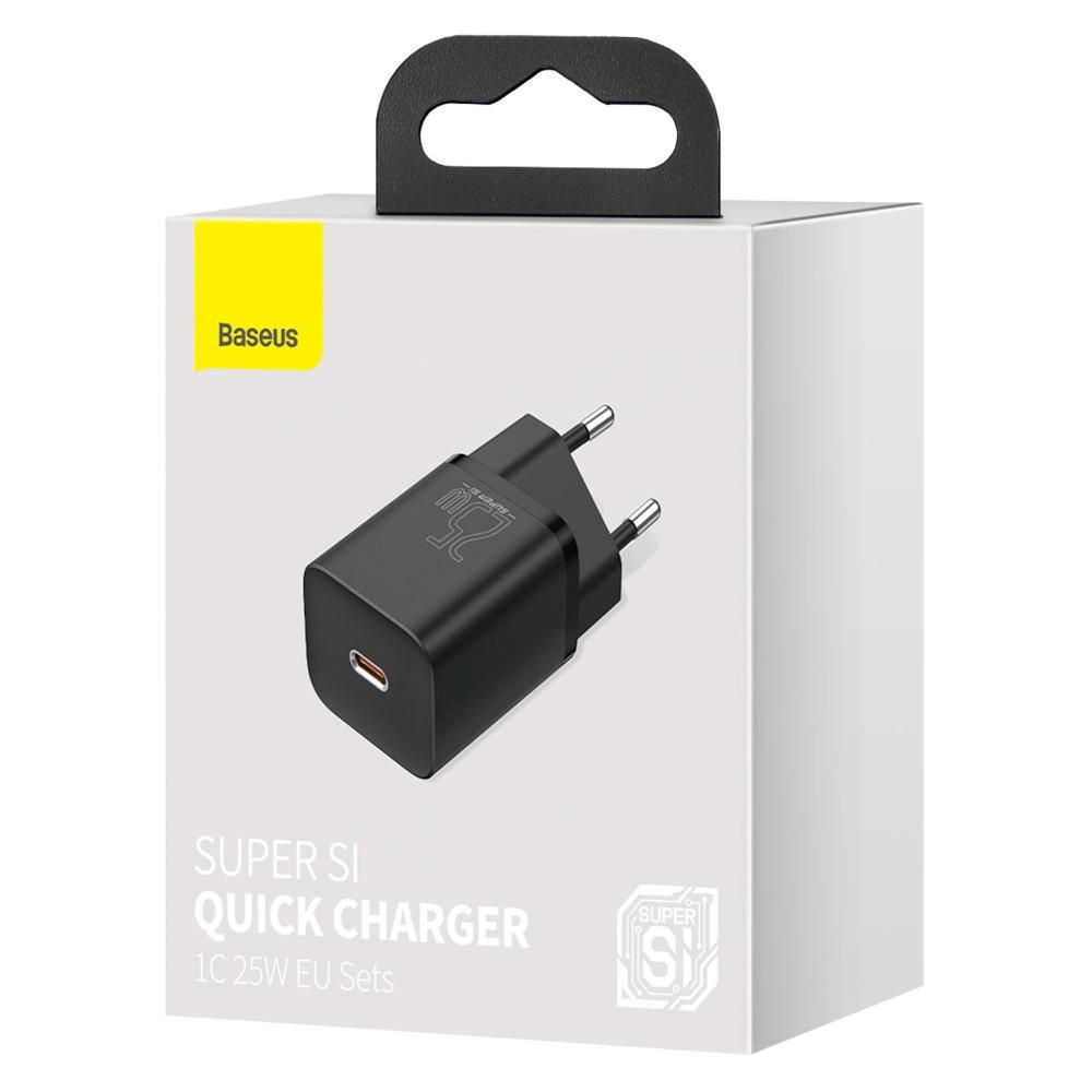 Baseus Super Si 1C Fast Charger Usb Type C 25W Power Delivery Quick Charge Black (Ccsp020101)