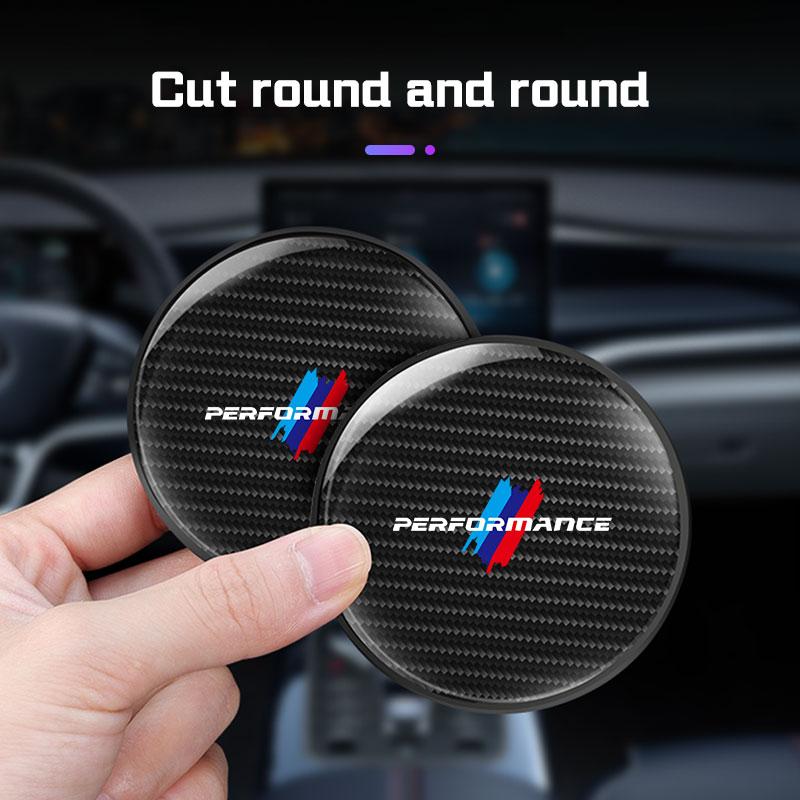sxnkg9 Carbon Fiber Car Coaster For BMW E38 F10 F20 F30 F40 E92 E83 E87 E46 G20 G30 I7 I8 Water Cup Holder Mat Non-slip Pad Accessories