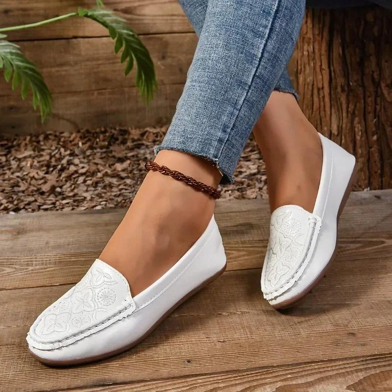 2025 Fashion Women's Shoes Slip On Women's Flats Hot Sale Embroidery Casual Flat Shoes New Plus Size Solid Flat Low Heelszapatos