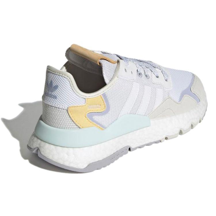 Adidas Оригинальные Nite Jogger Ретро Повседневная Носка Прочные Нескользящие Низкие Кроссовки для Лайфстайла Женские Кроссовки Белый Серый Фиолетовый H01728