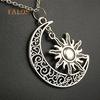 Unisex Vintage Sun Moon Pendant Metal Chain Necklace Jewelry Charms Suspension Trinket