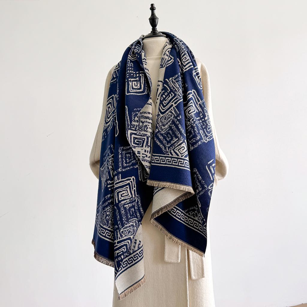 Зимний Теплый Женский Модный Шарф Пончо Имитация Кашемира Толстая Шаль Накидка Женская Пашмина Одеяло Буфанда Эшарп Скраф