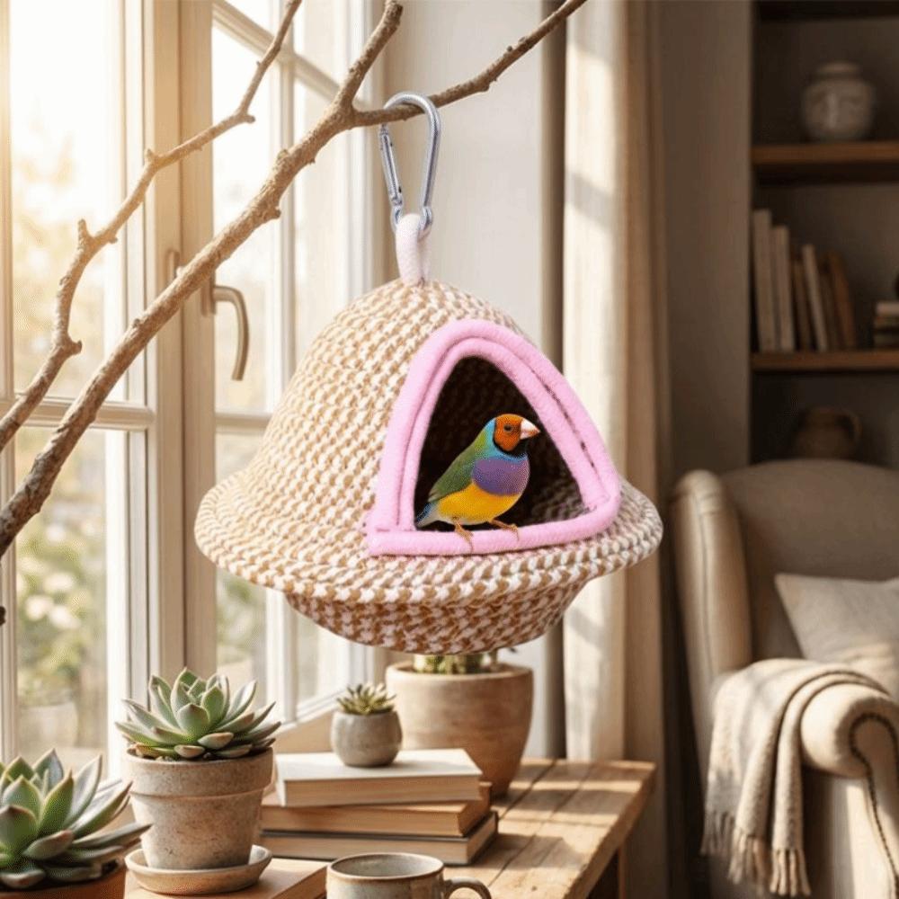 Decorative Warm Sleep Bird Cage Nest Handmade Weave Thickened Bird Hanging Bed Windproof Bite Resistant Pet Habitat All Season