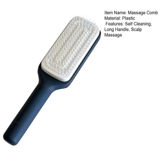 Большая массажная расческа, самоочищающаяся щетка для волос с одной клавишей и длинной ручкой, антистатическая расческа для массажа кожи головы, женская парикмахерская выдвижная расческа