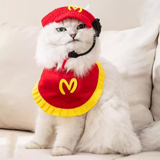 Костюм кошки, забавная вязаная шапка для кошки, бандана для домашних животных, наряд для кошек и маленьких собак, наряд для вечеринки с питомцами на Хэллоуин, Рождество, день рождения