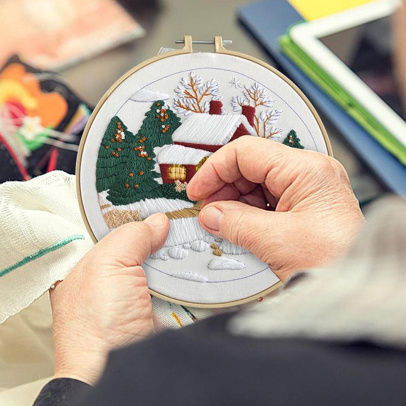 Hand Embroidery Kit Pillowcase Needlepoint Kit With Patterns Multifunctional Craft Supplies For Adults Women Relaxing Home Decor