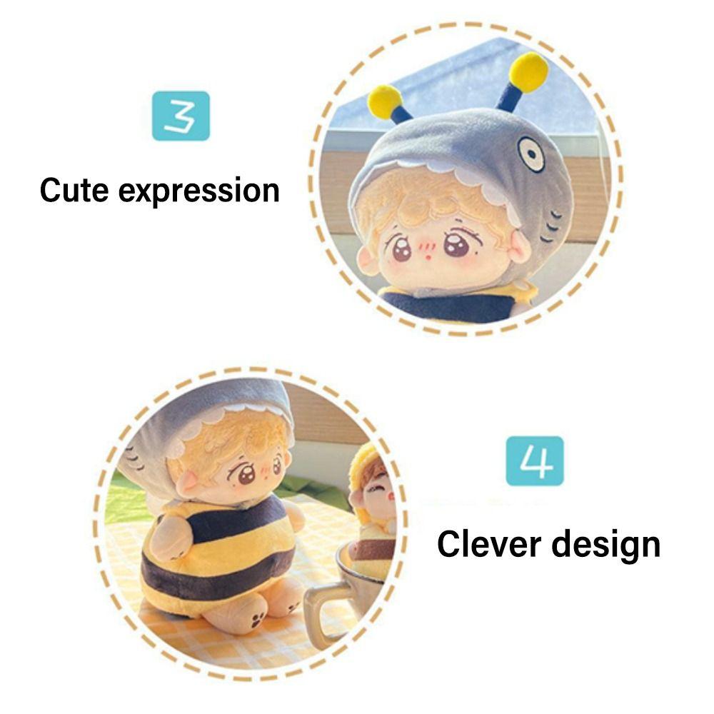 Аксессуары для кукол Мультяшный комбинезон пчелы Многоцветный Миниатюрный Плюшевый Комбинезон Хлопковые Мягкие Куклы