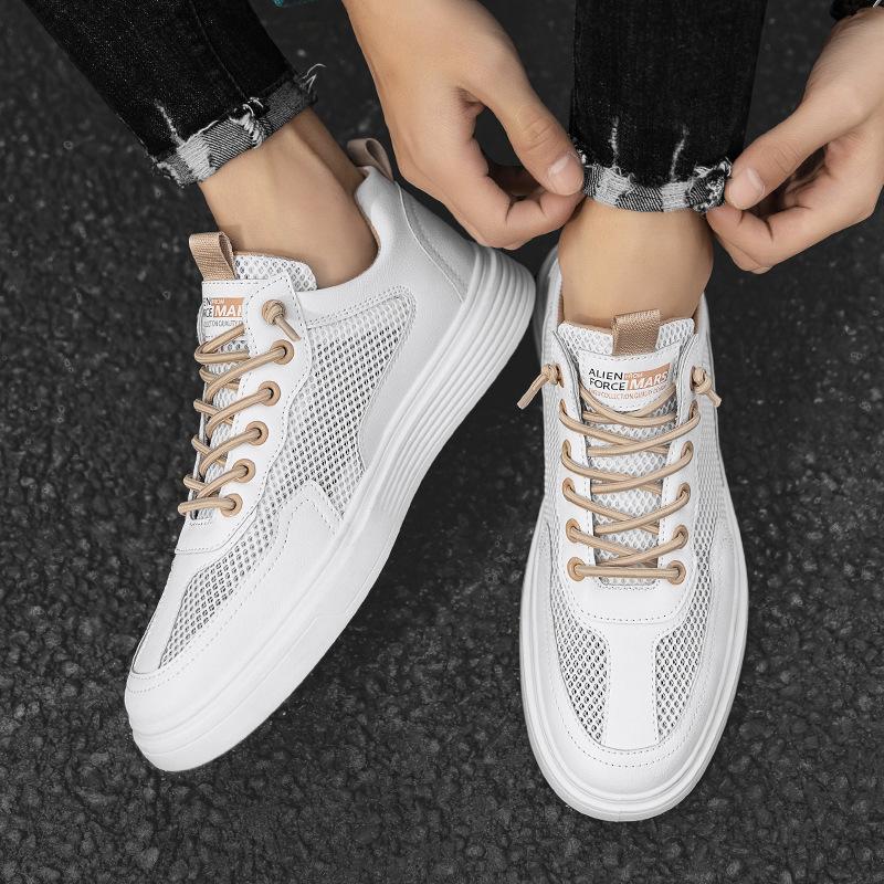 Лето 2024 года, новые дышащие уличные молодежные спортивные туфли, повседневная верхняя одежда из сетки, мужские туфли на плоской подошве