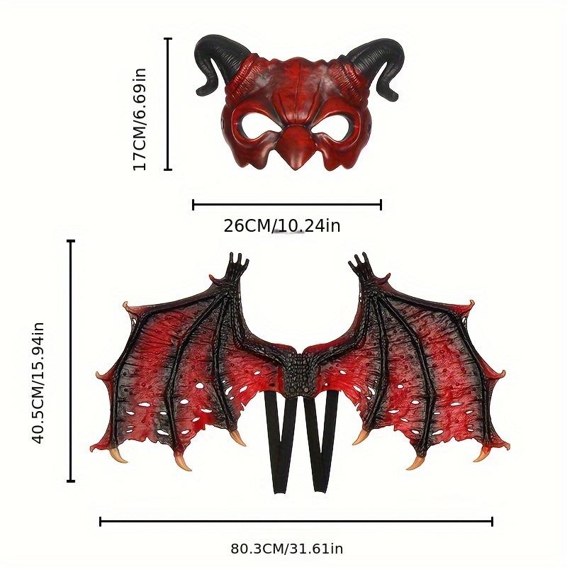 Премиум-классный реквизит для костюма готического дракона в стиле панк, реалистичные красные и черные крылья злого дракона и полумаска бычьего дьявола с