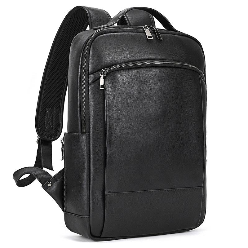 Ретро Мужской Рюкзак из Кожи Crazy Horse Рюкзак для Ноутбука Кожаный Daypack Большой Вместимости Мужской Дорожный Рюкзак с USB-Кабелем