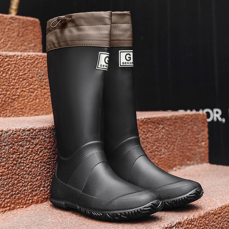 Adult Couple Men and Women Long Tube Wild Bird Association Foldable Rain Boots Waterproof Non-slip Rain Shoes Water Shoes