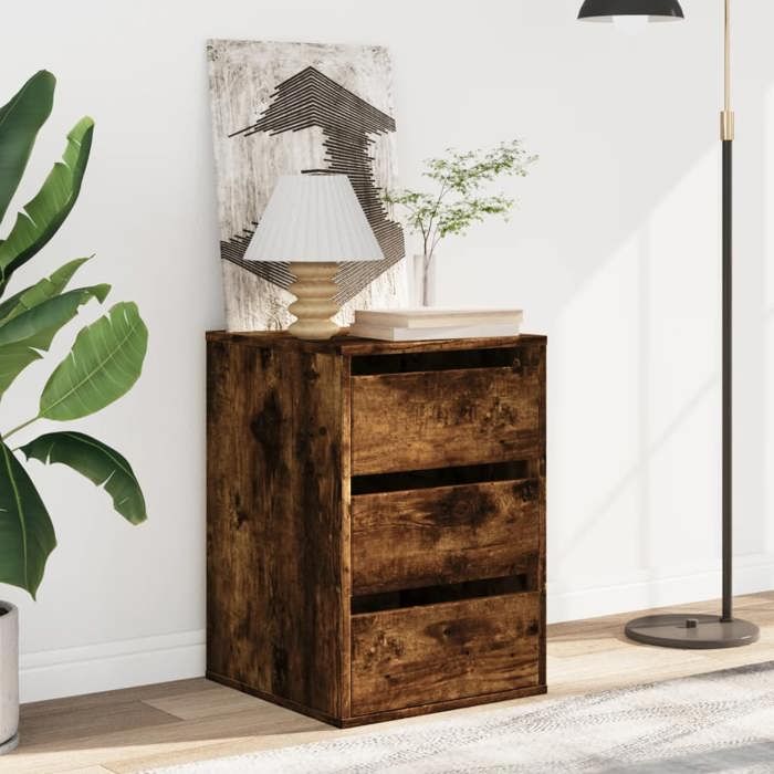 VidaXL Corner Chest of Drawers Smoked Oak 40x41x58 Cm Engineered Wood, Chest of Drawers with Drawers, Filing Cabinet, Cabinet with Drawers, Cabinet of 852838