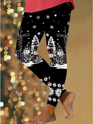 Женские рождественские леггинсы для йоги с эластичными принтами, фитнес, бег, спортзал, активные штаны