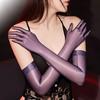 Sexy Glossy Long-sleeve Stockings Transparent Gloves Oil Shiny Tight Mittens Party Club