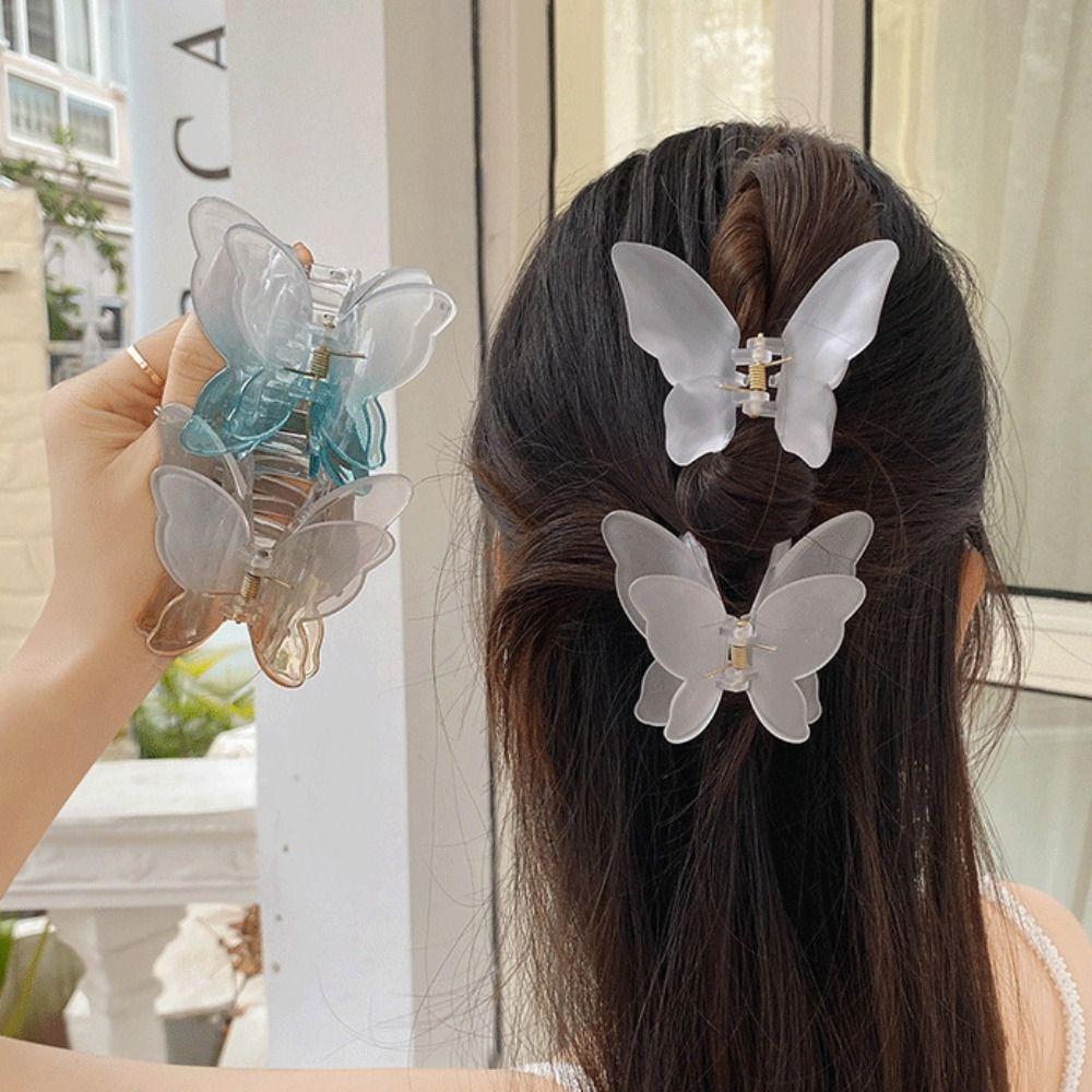 Colorful Hair Clip Matte Barrette Ponytail Butterfly Hair Claw Clip Women