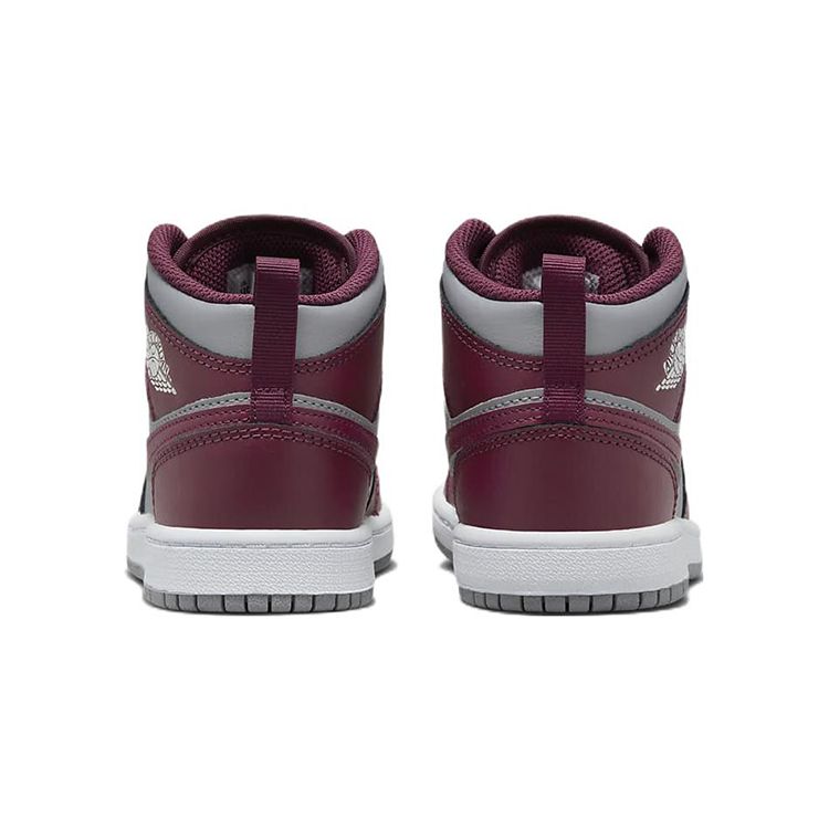 Детские кроссовки Air Jordan 1 Mid PS Cherrywood Red Cement-Grey White DQ8424-615
