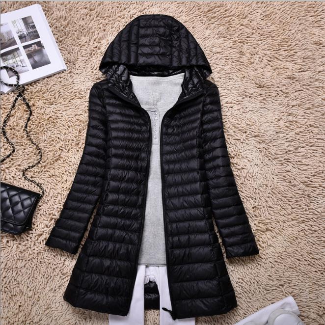 Осенне-зимнее модное длинное пуховое пальто больших размеров для мамы, куртка с капюшоном, однотонная одежда ярких цветов