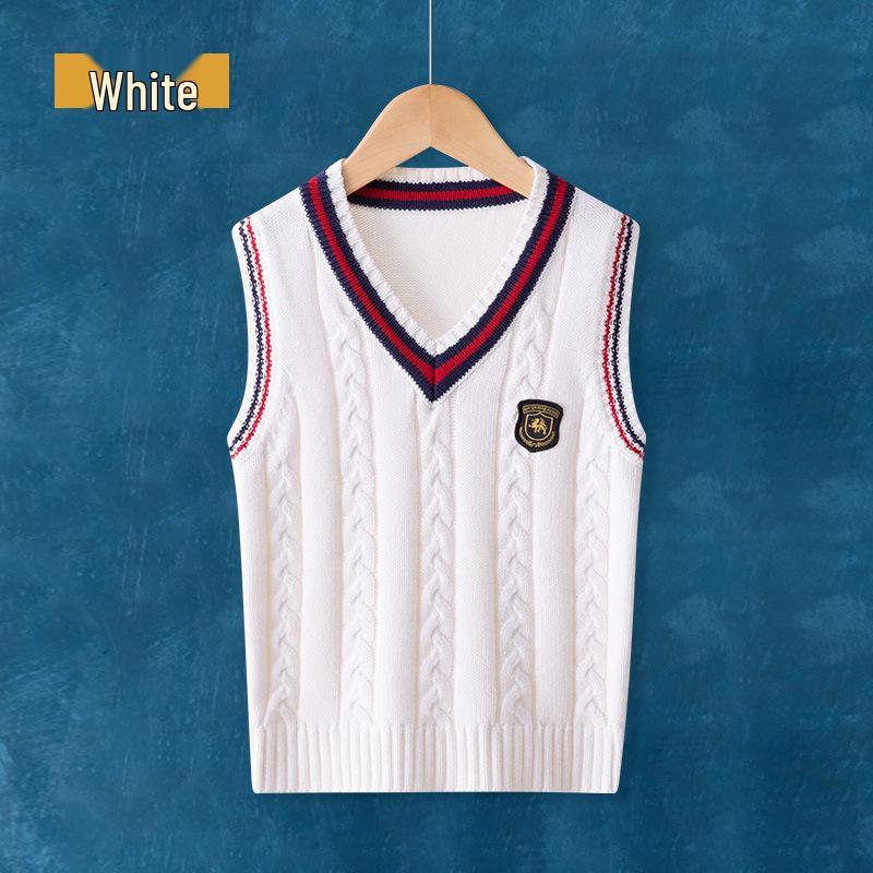 Kids' Knitted Sleeveless Vest: Spring & Autumn College-Style School Uniform
