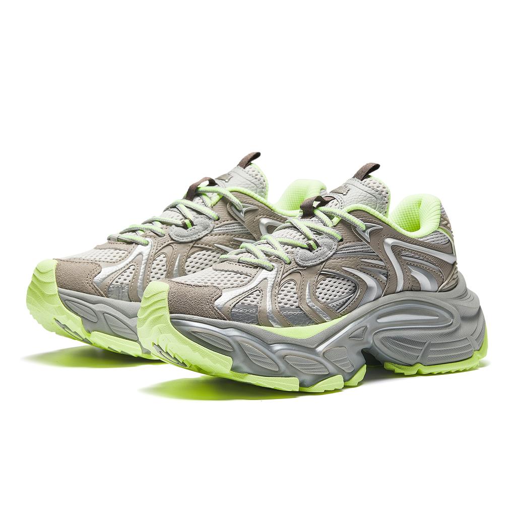 Anta Slip Resistant Abrasion Resistant Low top Chunky Sneakers Women's Gray Brown Green Sneakers 922518891-3
