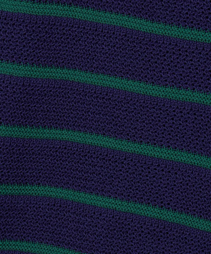 NODU Henley Neck Striped Short Sleeve Knit [Navy]