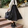 Black Long Skirts Women White Midi Skirt Autumn Soft Girl Preppy Style