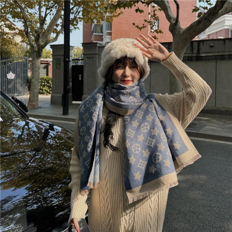 Winter Imitation Cashmere Scarf Women's High-end Feeling Air-conditioned Room Length Outer Shawl Scarf