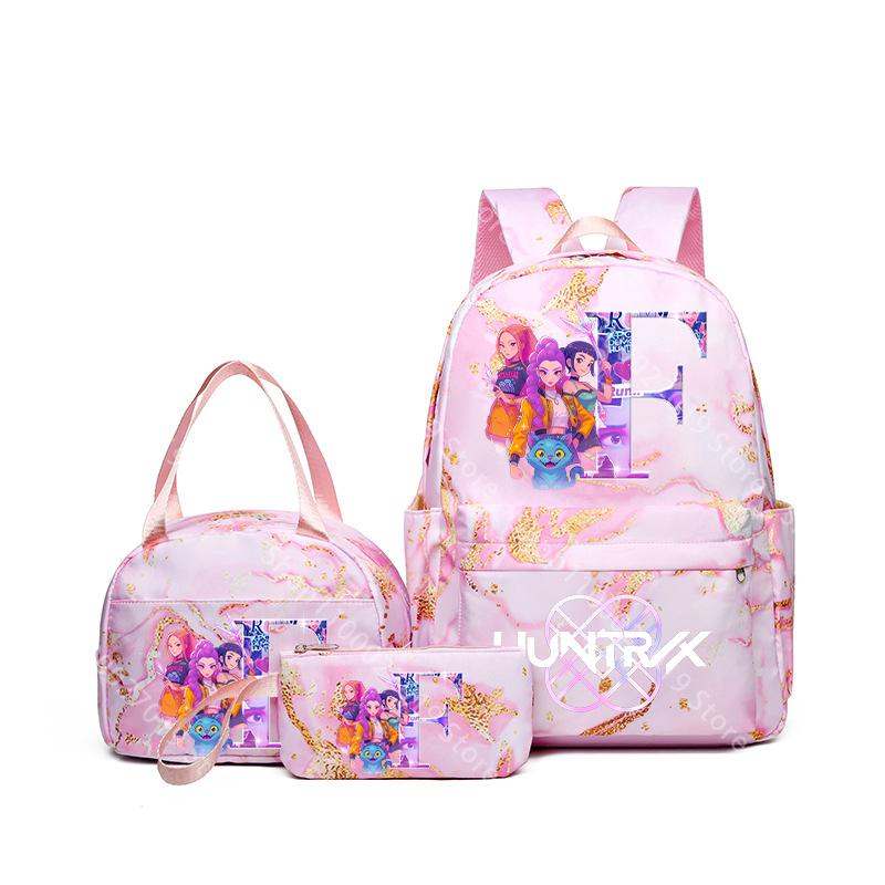 3pcs/set KPop Demon Hunters Girls Schoolbag Lunch Bag PencilCase Student Cartoon Backpack Bento Pouch Pen Bags School Supplies Gift