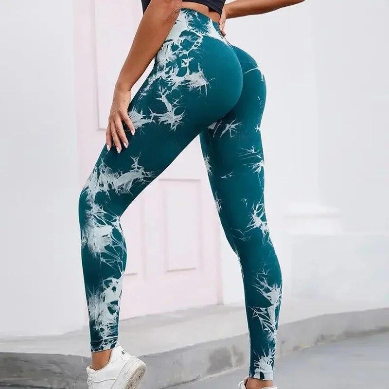 Модные повседневные леггинсы для спортзала с принтом тай-дай, женские брюки для йоги, спортивные леггинсы для бега и фитнеса, облегающие леггинсы с высокой талией и пуш-ап 30152