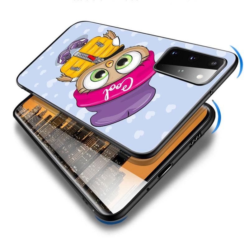 Cartoon Owl Cute Owls Phone Case For Samsung Galaxy S20 S21 FE S10 Lite Note 20 10 Lite S8 S9 S10E S10 Plus Ultra Black Cover
