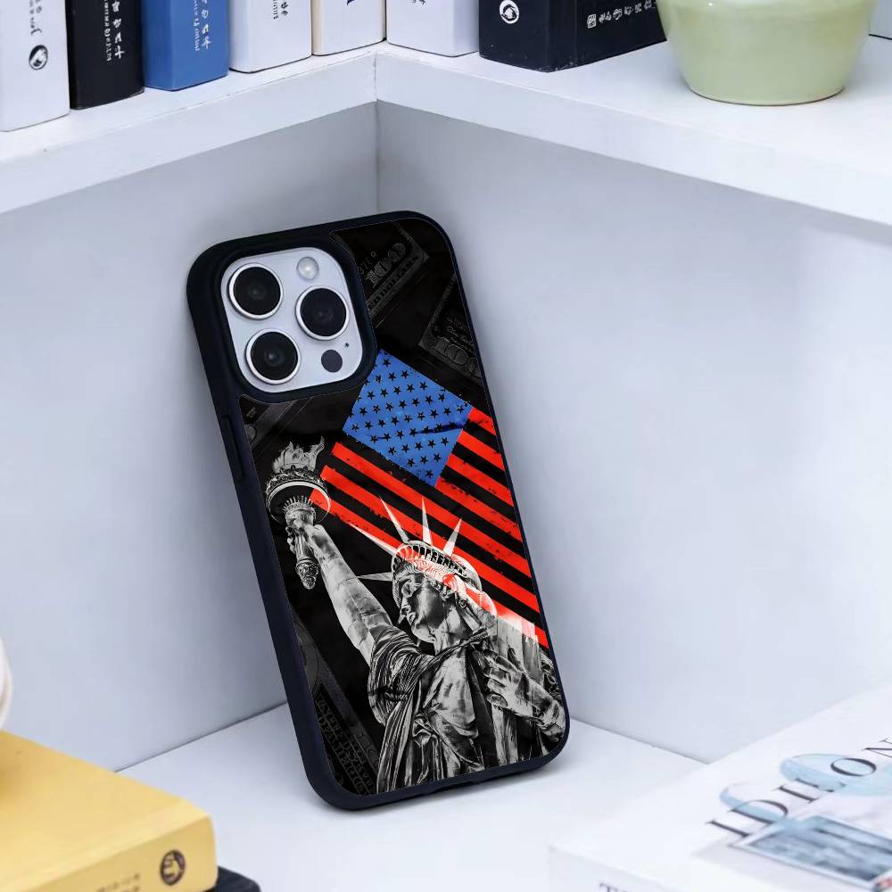 Чехол для телефона Статуя Свободы Флаг Америки США Для iPhone 14,16,15,13,17,12,Plus,Pro,Max Магнитный Для Magsafe Матовый Чехол