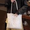 Hollow Out Embroidery Lace Shoulder Bag Flower Design Large Capacity Sequin Tote Bag Lightweight Women's Shopper Handbag