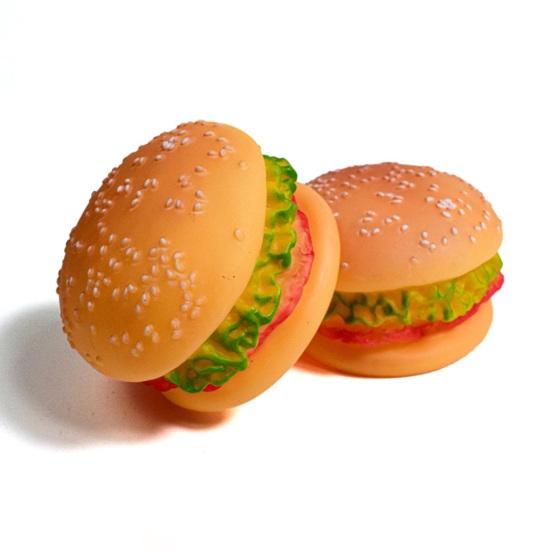 Игрушка-жевалка для щенков в форме гамбургера, виниловая, пищащая, для игр, для собак, нетоксичная