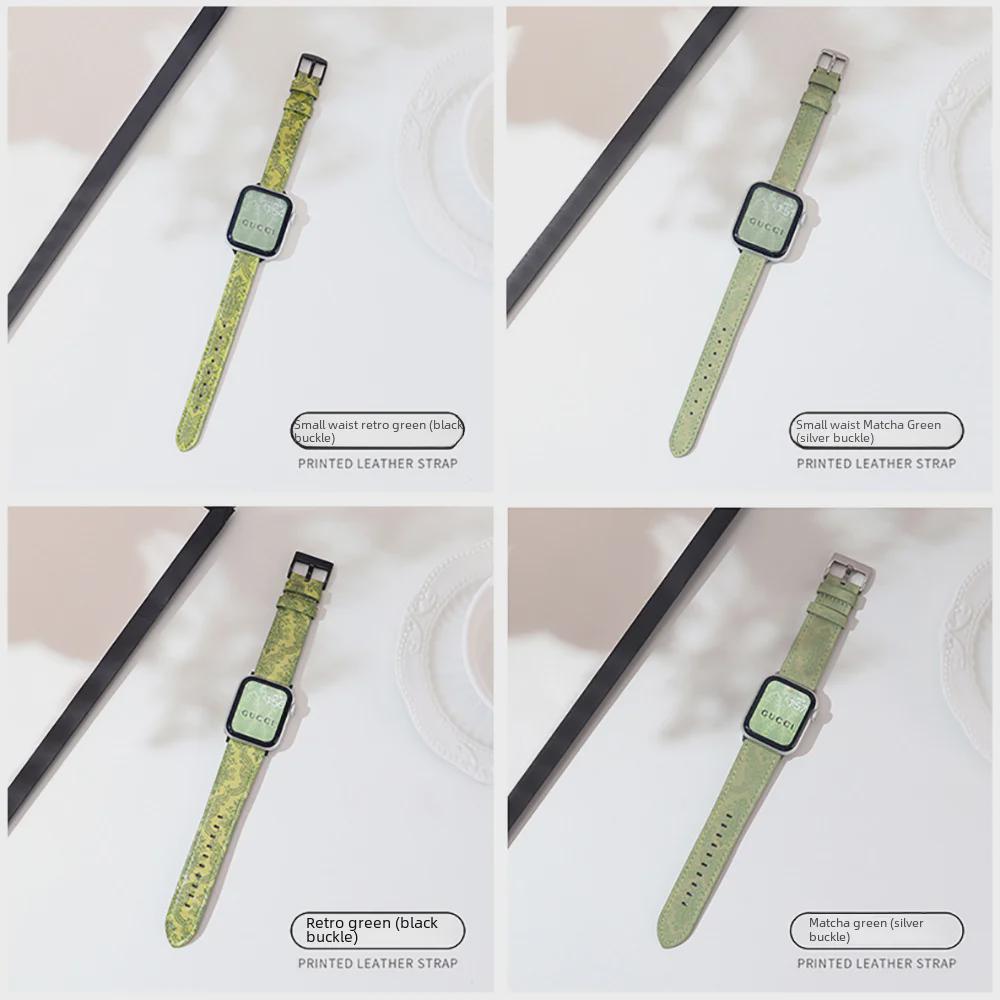 Зеленый кожаный ремешок для Apple Watch 8/7/SE/6/5/4