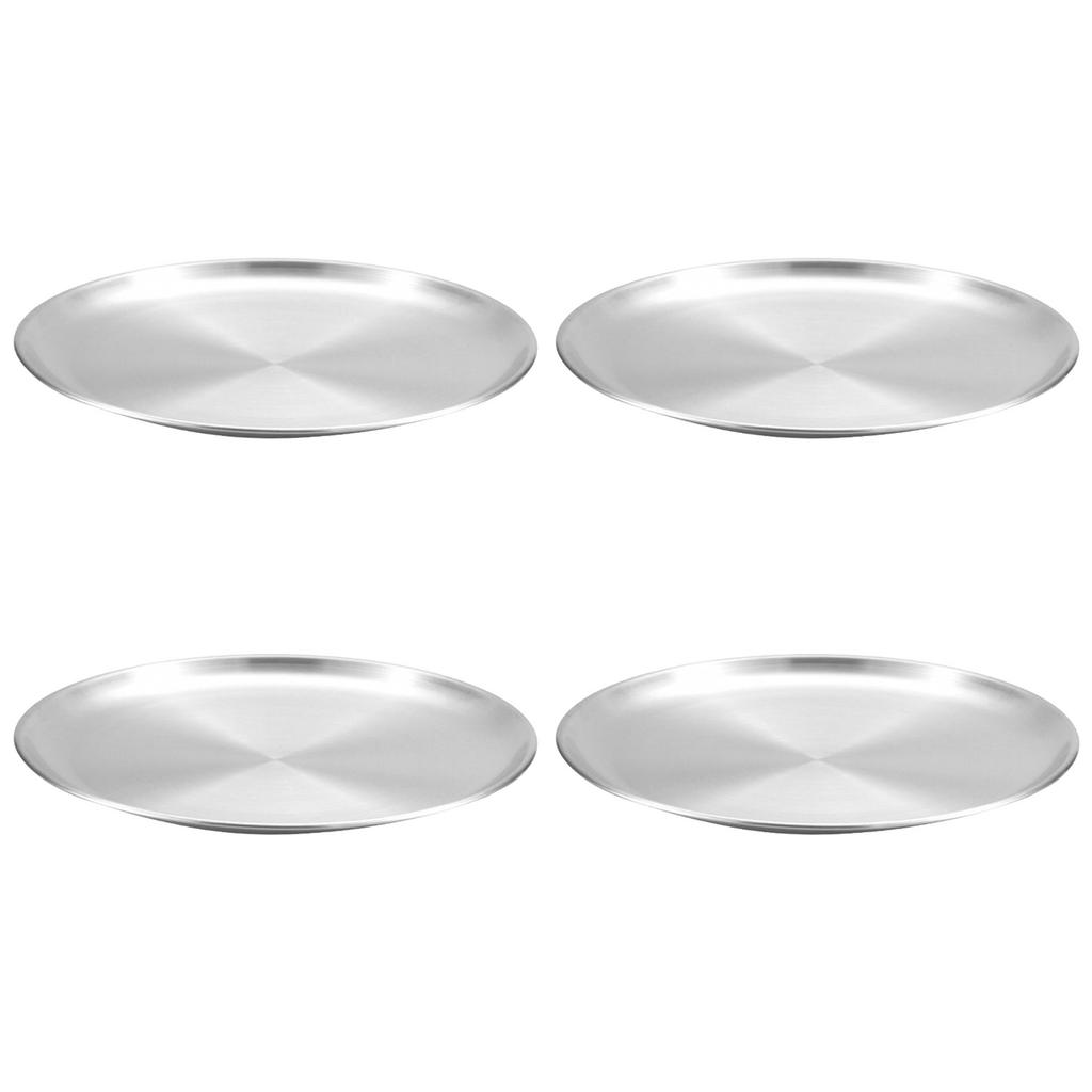 Set of 4 Elegant Meal Dish Set 304Stainless Steel Serving Plates Dinner Plate Suitable for Entertaining and Daily Use