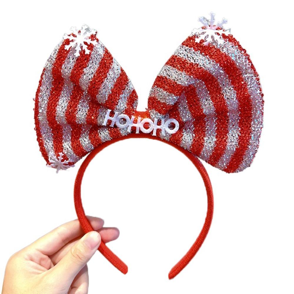 Non-slip Christmas Hairband Plush Christmas Headband Gift Bowknot Hair Hoop Party